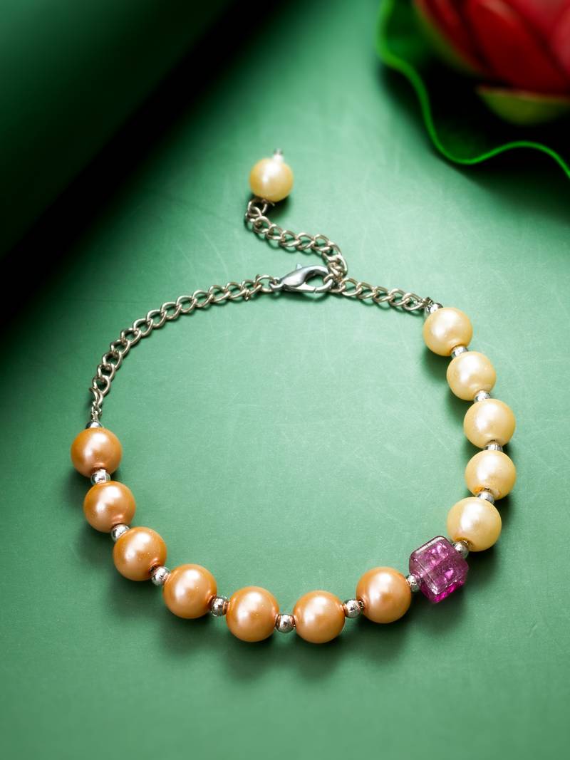 dual tone pearl bracelet