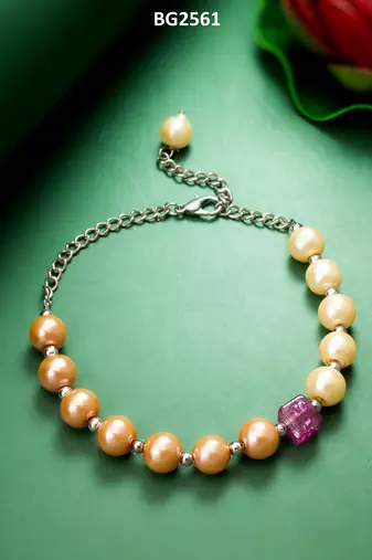 dual tone pearl bracelet