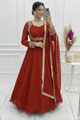 Mimi orange blooming   party wear embroidery  suit set