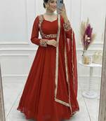 Mimi orange blooming   party wear embroidery  suit set