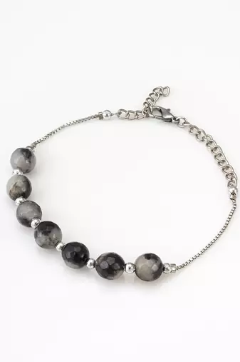 grey stone box chain bracelet