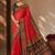 red-brown digital printed saree with contrast colour blouse dola silk saree
