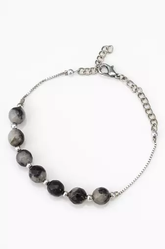 grey stone box chain bracelet