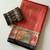 red-brown digital printed saree with contrast colour blouse dola silk saree