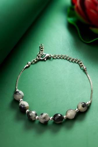 grey stone box chain bracelet