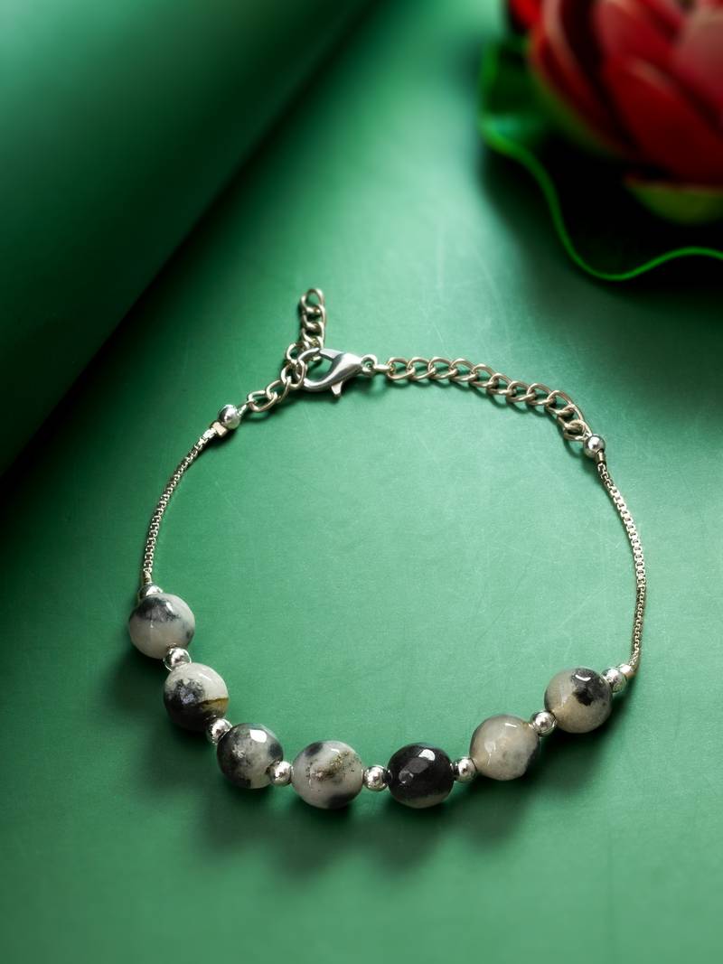 grey stone box chain bracelet