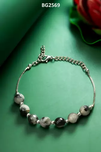 grey stone box chain bracelet