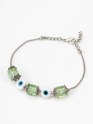 green crackle evil eye bracelet 2