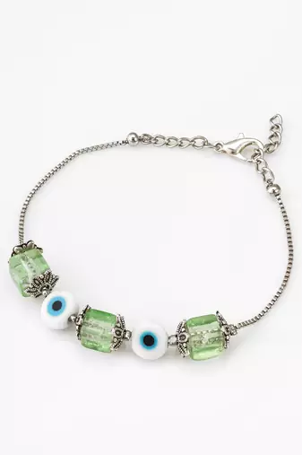 green crackle evil eye bracelet