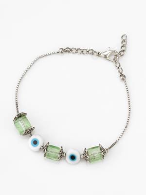 green crackle evil eye bracelet 3