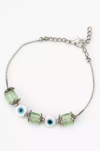 green crackle evil eye bracelet
