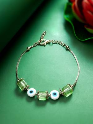 green crackle evil eye bracelet 4