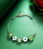 green crackle evil eye bracelet