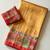 yellow-pink digital printed saree with contrast colour blouse dola silk saree