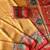yellow-pink digital printed saree with contrast colour blouse dola silk saree