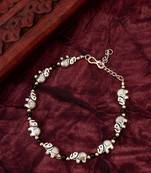 oxidized elephant motif bracelet