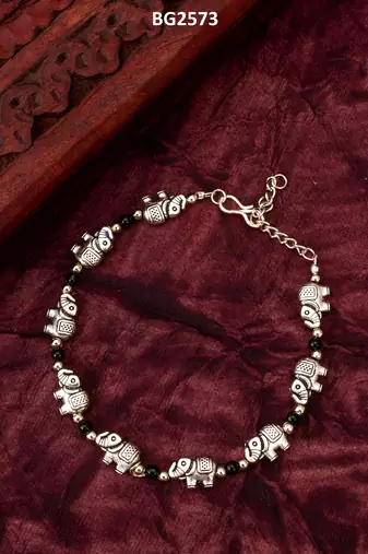 oxidized elephant motif bracelet