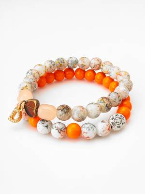 orange white marble bracelet set 1