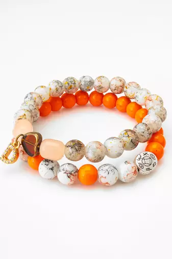 orange white marble bracelet set