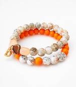 orange white marble bracelet set