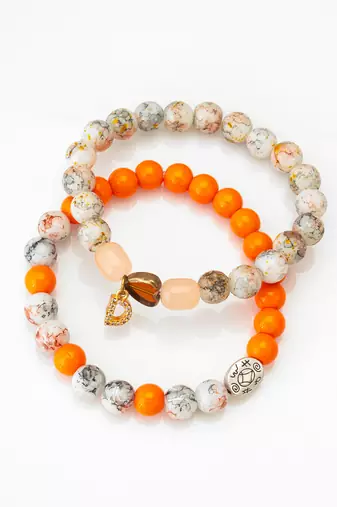 orange white marble bracelet set