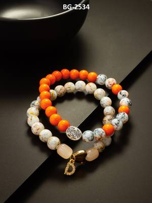 orange white marble bracelet set 4