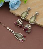 Multi color kundan earrings tikka set