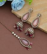 Multi color kundan earrings tikka set