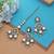 Sky blue color kundan earrings tikka set