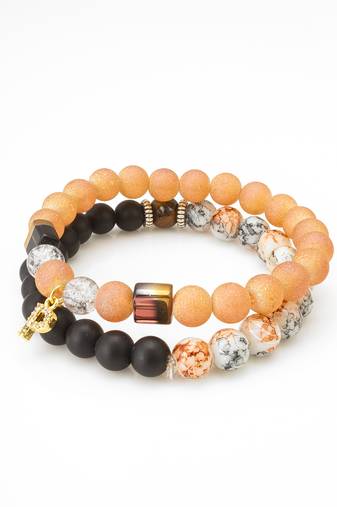 frosted peach black bracelet set