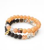 frosted peach black bracelet set