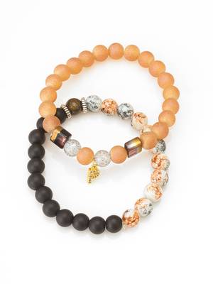 frosted peach black bracelet set 2