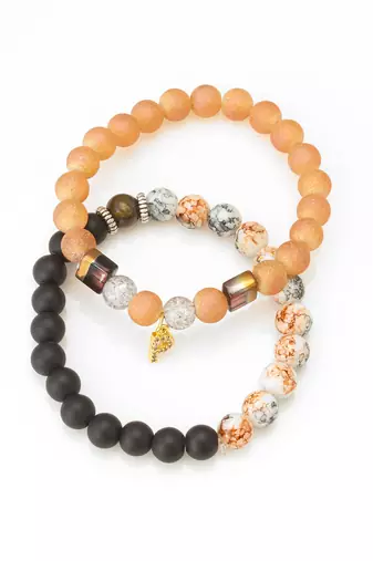 frosted peach black bracelet set