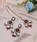 Multi color kundan earrings tikka set