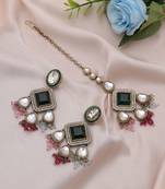 Multi color kundan earrings tikka set