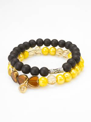 matte black yellow bracelet set 2