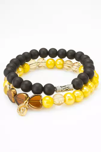 matte black yellow bracelet set