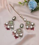 Multi color kundan earrings tikka set