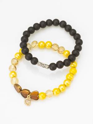 matte black yellow bracelet set 3