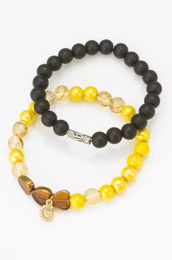matte black yellow bracelet set