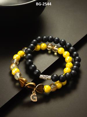 matte black yellow bracelet set 1
