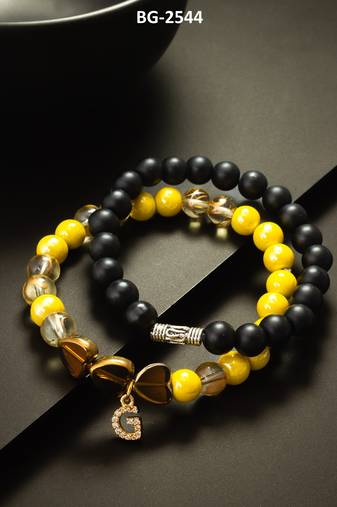 matte black yellow bracelet set