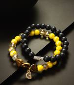 matte black yellow bracelet set
