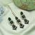 Green color kundan earrings tikka set