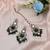 Green color kundan earrings tikka set