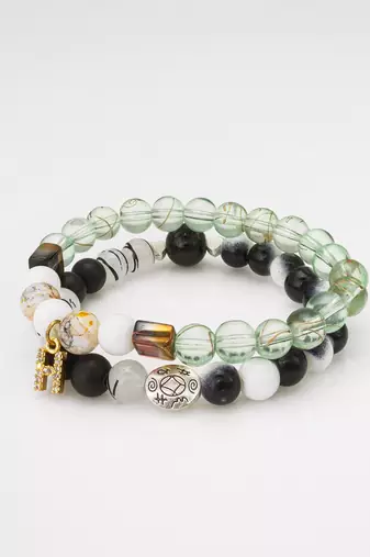 mint green black bracelet set