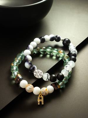 mint green black bracelet set 4