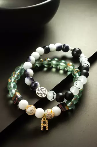 mint green black bracelet set