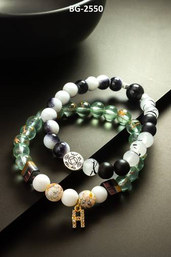 mint green black bracelet set