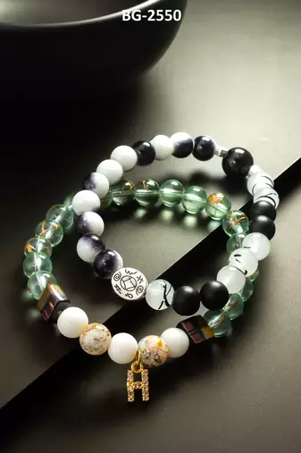 mint green black bracelet set